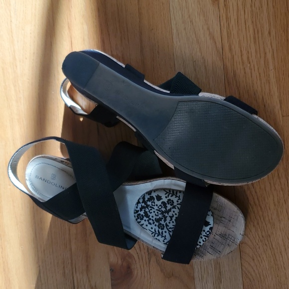 Bandolino Womens Size 10 Black Wedge Sandals criss-cross strap "Kenly" style - Picture 5 of 7